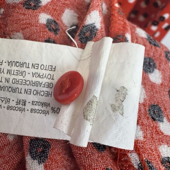 Zara Floral Tiered Midi Maxi Dress Size M Red Long Sleeve Cottage Peasant Boho - Picture 10 of 12